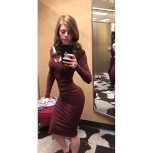 Topshop Maroon Midi Dress